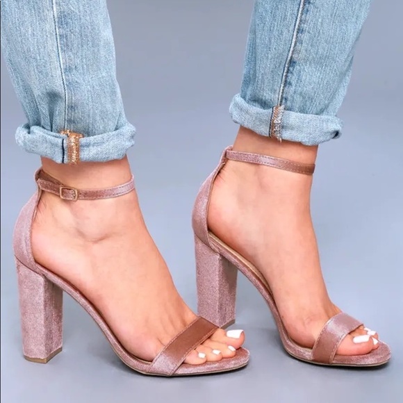 Lulus Taylor Mauve Velvet Ankle Strap Heels size 8.5 - Picture 2 of 11